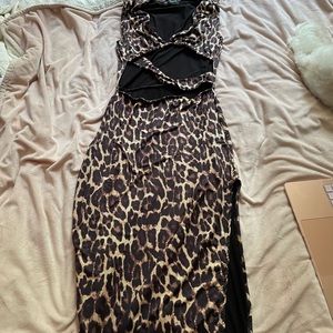 Cheetah print cut out dress